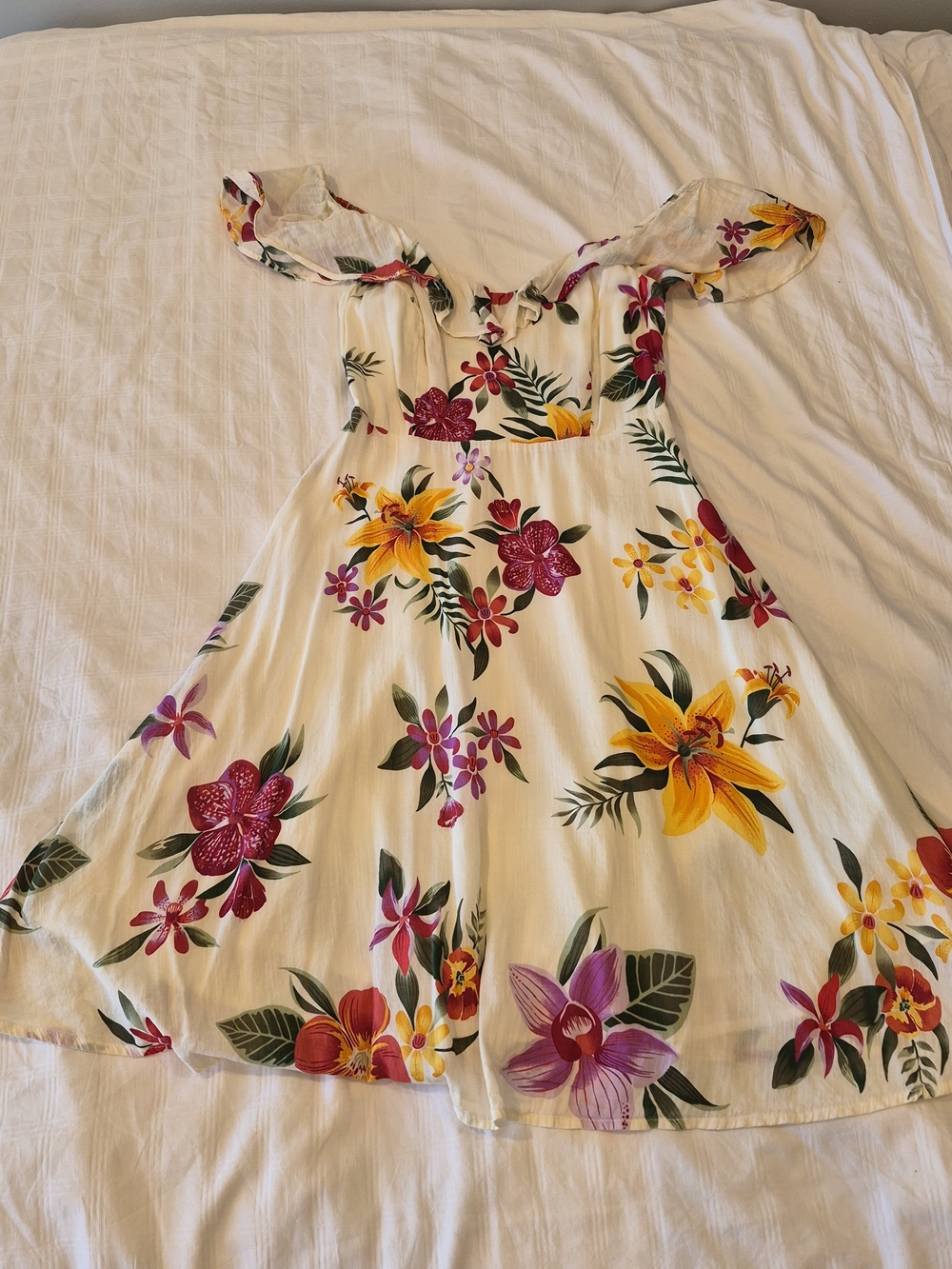 Old Navy Cream Floral Sundress with Yellow and Pink Flowers